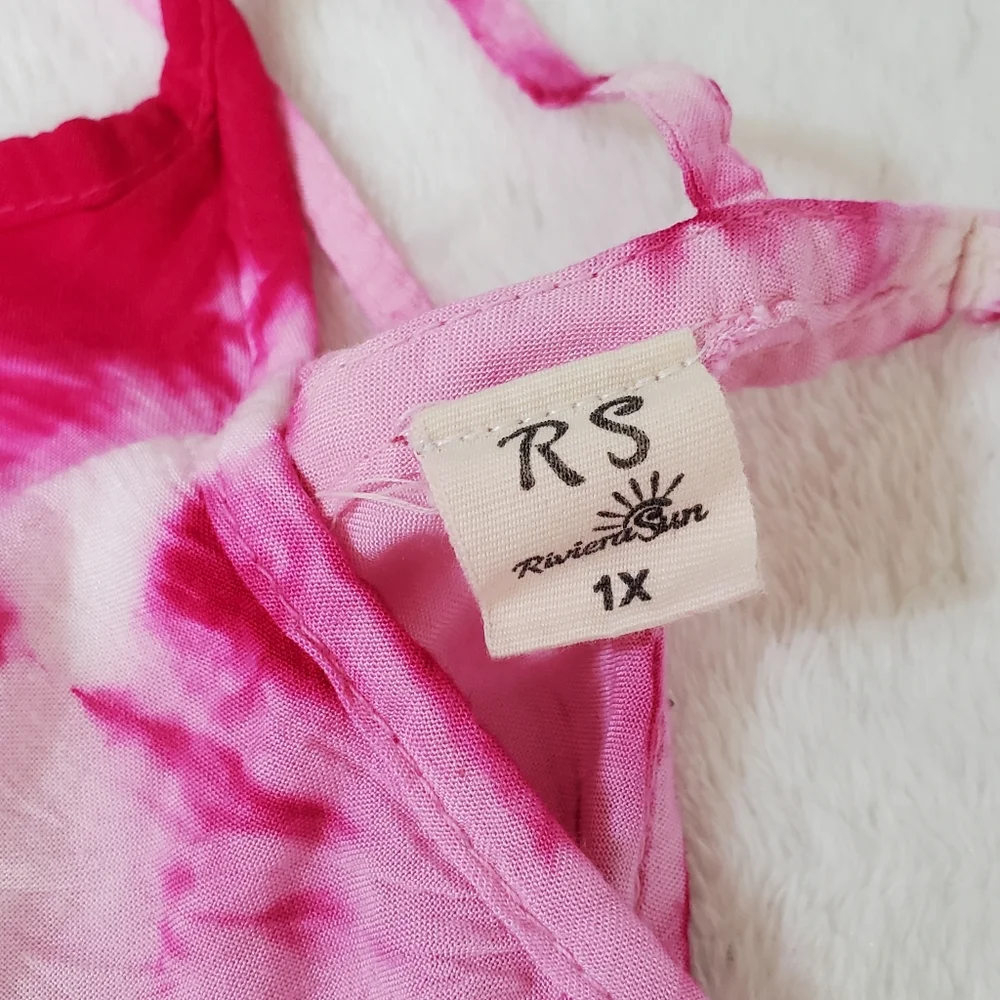 Riviera Sun Tie-Dye Maxi Dress Size 1X Beautiful Pink Fuchsia Flowy - Picture 5 of 10